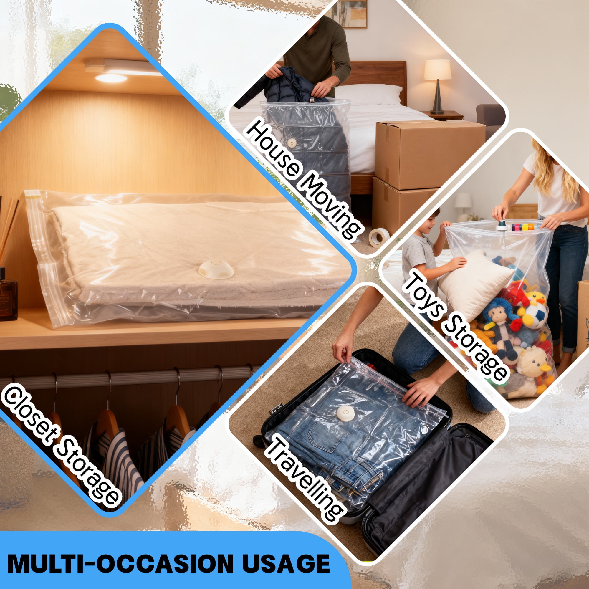 20 Pack Vacuum Storage Bags Space Saver Bags (2 XXL/4 Jumbo/4 Large/5 Medium/5 Small) Compression for Comforters and Blankets Sealer Clothes Storage
