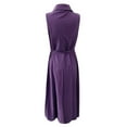 thumbnail image 7 of Bigersell Women's Casual Summer Sleeveless Dress Women's Casual Loose Bandage Sleeveless Solid V-Neck Ankle-Length Dress Women A-Line Dress Style 9329, Female Ankle-Length Dresses Purple XXL, 7 of 7