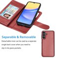 thumbnail image 5 of Galaxy A15 5G 6.5" Case, Samsung A15 5G Wallet Magnetic Detachable with 9 Card Holder for Women Men, Luxury Leather Wristlet Strap Carrying Folio Flip Cover for Samsung Galaxy A15 5G, Wine, 5 of 6
