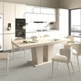 thumbnail image 6 of FFZ 160-200cm Rectangular Extendable Dining Table for 6-10 People, Veined Travertine Pattern, 6 of 14