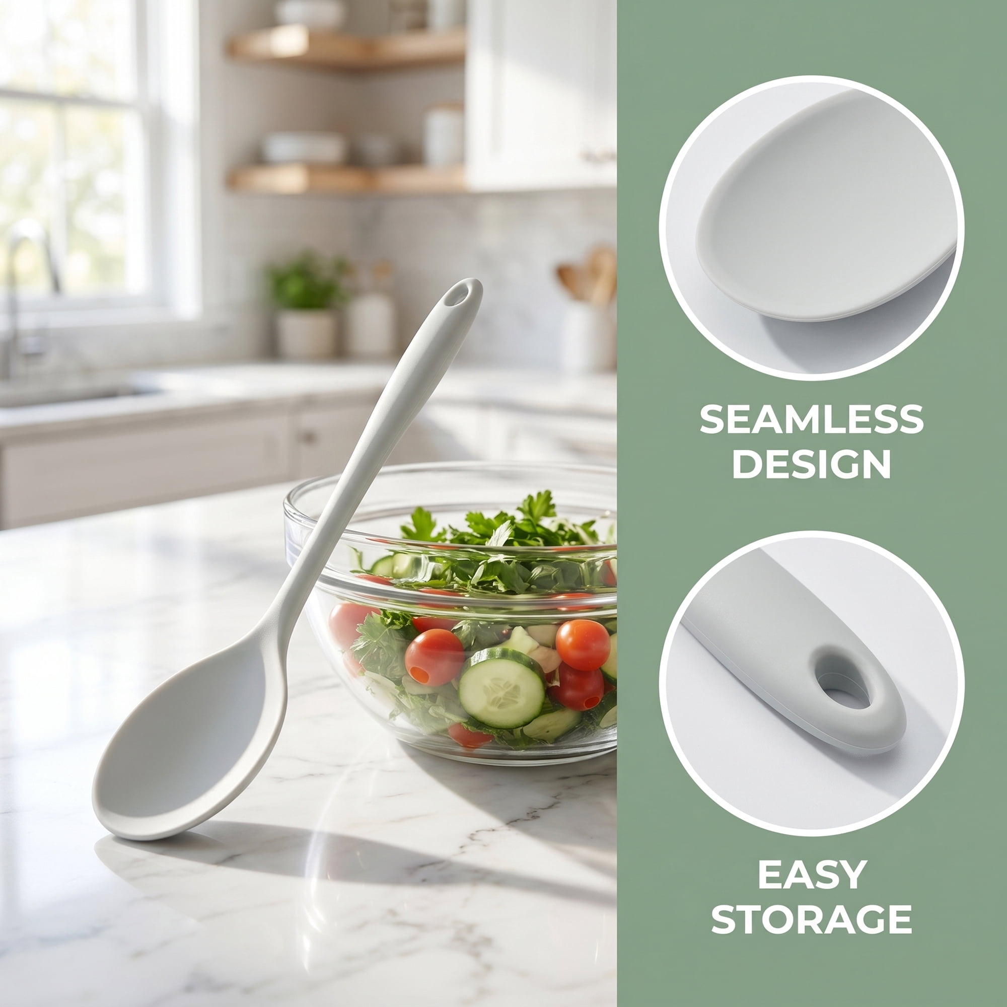 Unique Bargains Silicone Non Stick Heat Resistant Cooking Spoon Grey 12.5x3.1in