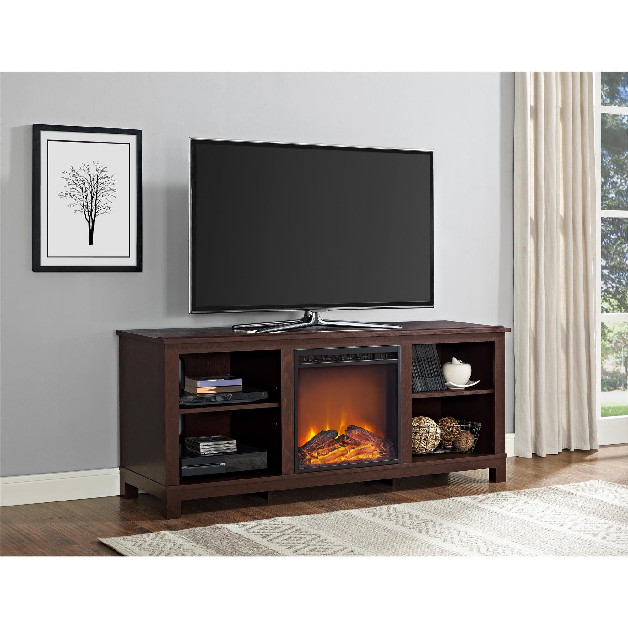 Ameriwood Home Edgewood 65" TV Console with Fireplace for TV