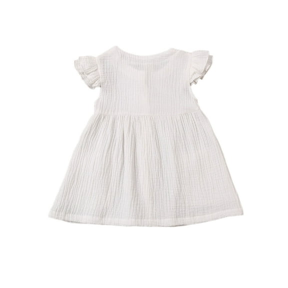 Canrulo Kids Baby Girls Organic Cotton Ruffled Tunic Dress Swing Sundress Princess White 3-4 Years