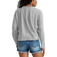 thumbnail image 3 of Htigea Womens Crewneck Sweatshirts Casual Long Sleeve Pullover Loose Tunic Tops Solid Color Fall Base Layer Shirts Gray XXL, 3 of 6