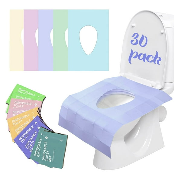 Toilet Seat Covers Disposable, Individually Wrapped for Travel, Potty Training for Public Restroom, Airplane, Trip, 30 Pack