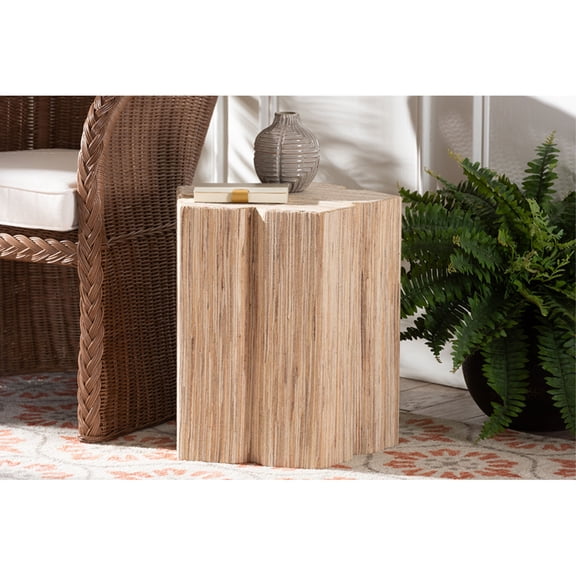 bali & pari Janeth Bohemian Woven Grasscloth End Table