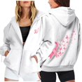 thumbnail image 2 of Breast Cancer Awareness Zip Up Hoodie Women Oversized Graphic Hooded Jackets Casual Fall Preppy Long Sleeve Sweatshirts, 2 of 7