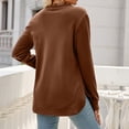 thumbnail image 4 of Samickarr Pullover Sweaters For Women Fall Sweatshirt Tunic Tops For Women To Wear With Leggings Women's Solid Round Neck Pleated Long Sleeve Irregular Bottom Loose T-shirt Top, 4 of 4