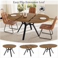thumbnail image 4 of Extendable Round Dining Table Set for 4 People, 43.3"-59.1" Extendable Kitchen Table with 4 Upholstered Chairs, Space Saving for Kitchen Dining Room (Walunt Table+4 U-Shaped Brown Chairs), 4 of 14