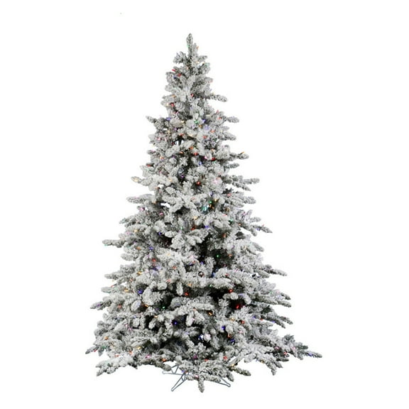 Vickerman 10' Flocked Utica Fir Artificial Christmas Tree,  Multi-Colored LED Lights