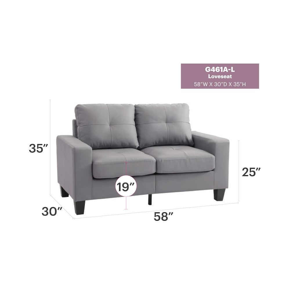 Glory Furniture Newbury Loveseat in Gray Color