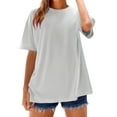 thumbnail image 3 of V-Neck Women's Short Sleeve T-shirt Women'S Loose And Comfortable Oversized Trendy T Shirt Top,White Women's Short sleeve T-shirt L, 3 of 9