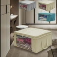 thumbnail image 1 of Bolsas grandes de almacenamiento 40L con cremalleras - Organizador plegable para mantas y almohadas, tejido no tejido 120G, ventana transparente, asas reforzadas (azul, gris, beige), 1 of 6