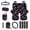 Black and Pink - Butterfly, variant on DISNIMO Car Seat Cover Full Sets, 15 Pieces, Butterfly Flower Print Front and Back Seat Protector and Steering Wheel Cover Sets, Seat Belt Pads, Rearview Mirror Protector, Wristlet Keychain, Coaster