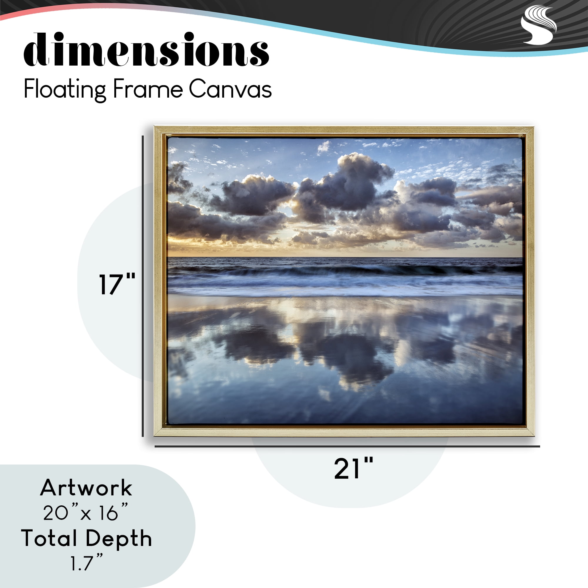 Stupell Industries Reflective Clouds Seascape Gold Framed Floater Canvas Wall Art, design by Superstock Partners LLC