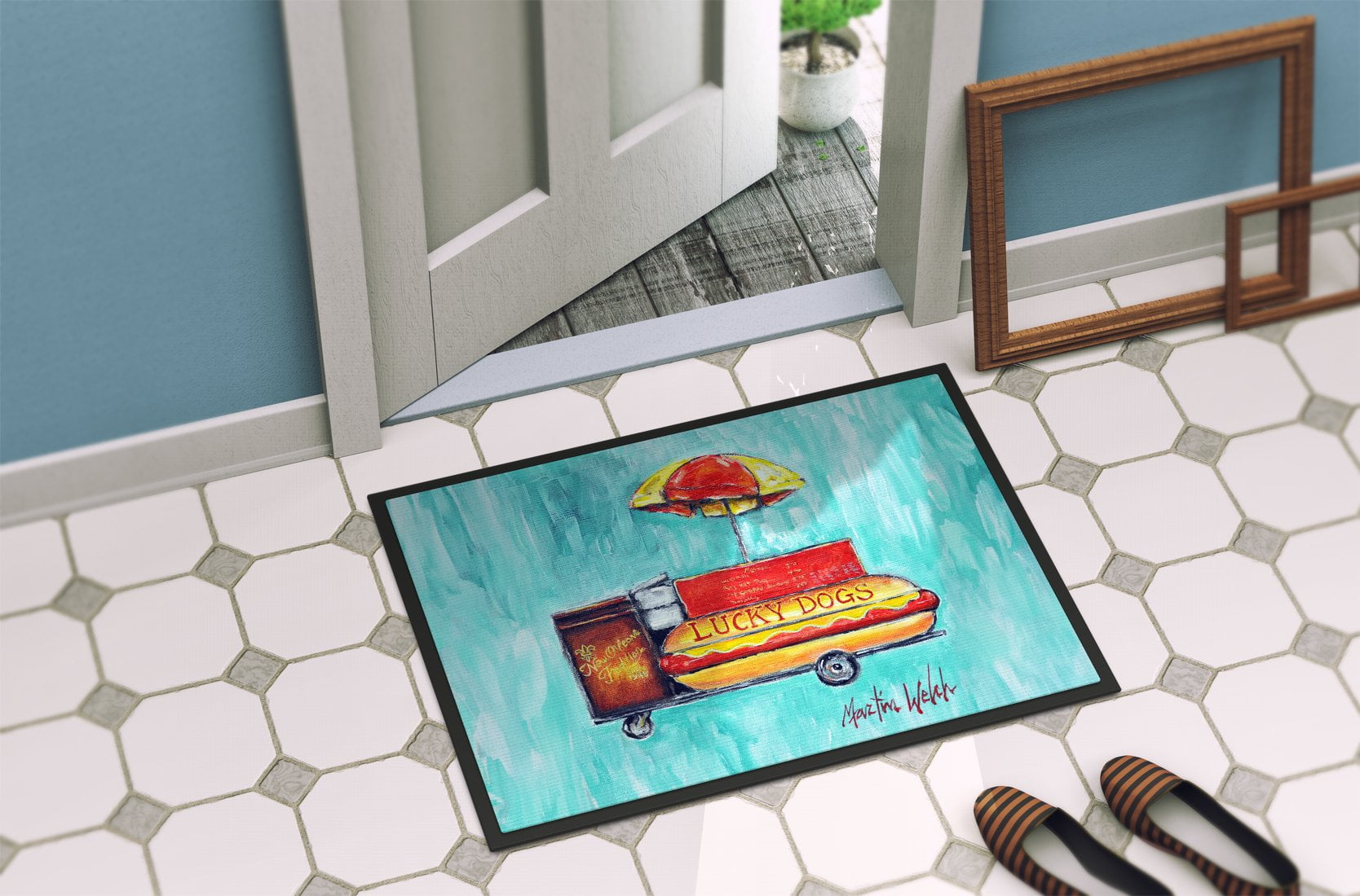 Carolines Treasures MW2091MAT 18 x 27 in. Hot Dog Cart Doormat