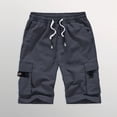 thumbnail image 2 of FRSASU Men's Cargo Shorts Elastic Waistband Drawstring Summer Casual Cotton Big & Tall Relaxed Fit Work Shorts Dark Gray, 2 of 5