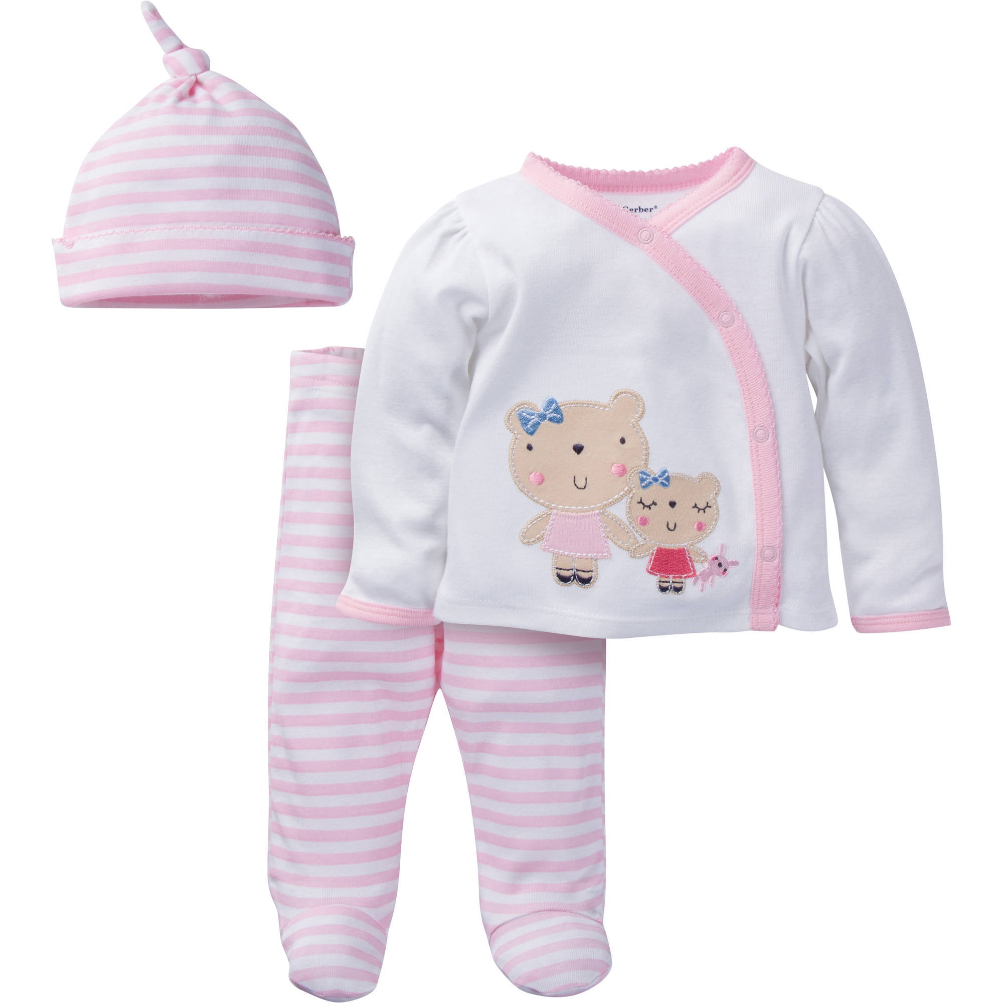 Gerber Newborn Baby Girl TakeMeHome Outfit Set, 3Piece
