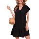 thumbnail image 5 of SAYOO Vestido de manga corta para mujer, vestido de ajuste holgado con dobladillo con volantes y cuello en V de color sólido, ropa informal simple y elegante de una pieza SAYOO  S M L XL XXL, 5 of 8