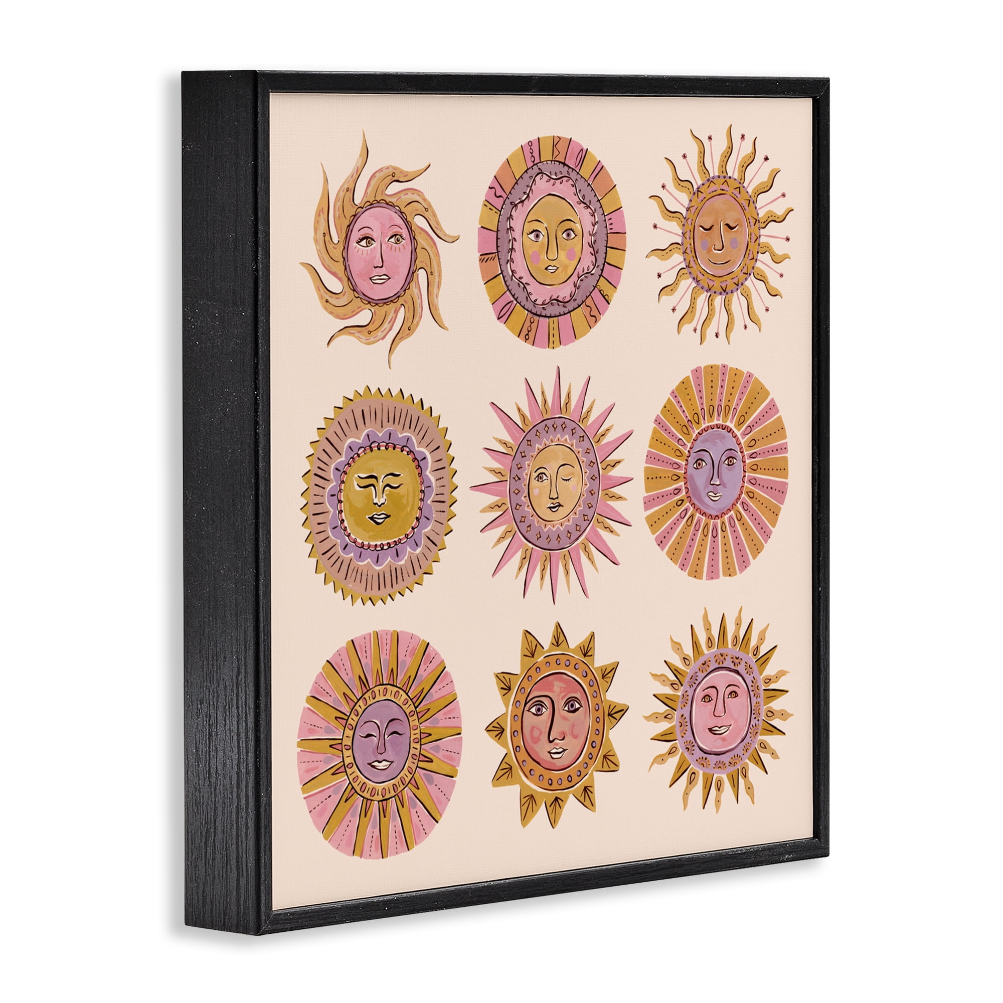Stupell Industries Boho Solar Faces Black Framed Giclee Art, design by Two If By Sea Studios