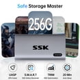 thumbnail image 4 of SSK 256GB SSD External Hard Drive, Portable SSD Up to 550MB/s Fast Solid State Drives, External Drive USB 3.2 Gen2 for iPhone 15/Pro, Windows, Mac, Android with LED Light, Trim, SMART Supported, 4 of 5