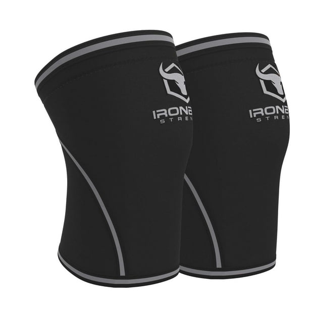 Rodilleras de 7 mm (1 par) - Rodilleras de alto rendimiento para levantamiento de pesas, cross training y powerlifting - Las mejores rodilleras y correas de compresión - para hombres y mujeres (Negro/