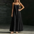 thumbnail image 2 of VBVC Women's Spaghetti Strap A-Line Maxi Dress , Ladies' Loose Casual Sleeveless Beach Dress , Summer Vacation Flowy Long Dress For Women,Black,S-3XL, 2 of 6