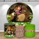 thumbnail image 2 of Fondo circular con cubiertas de Masha y el oso, fondo para fiesta de cumpleaños de niña, margaritas, hierba, cilindro redondo, elástico, decoración de pancarta, 2 of 5