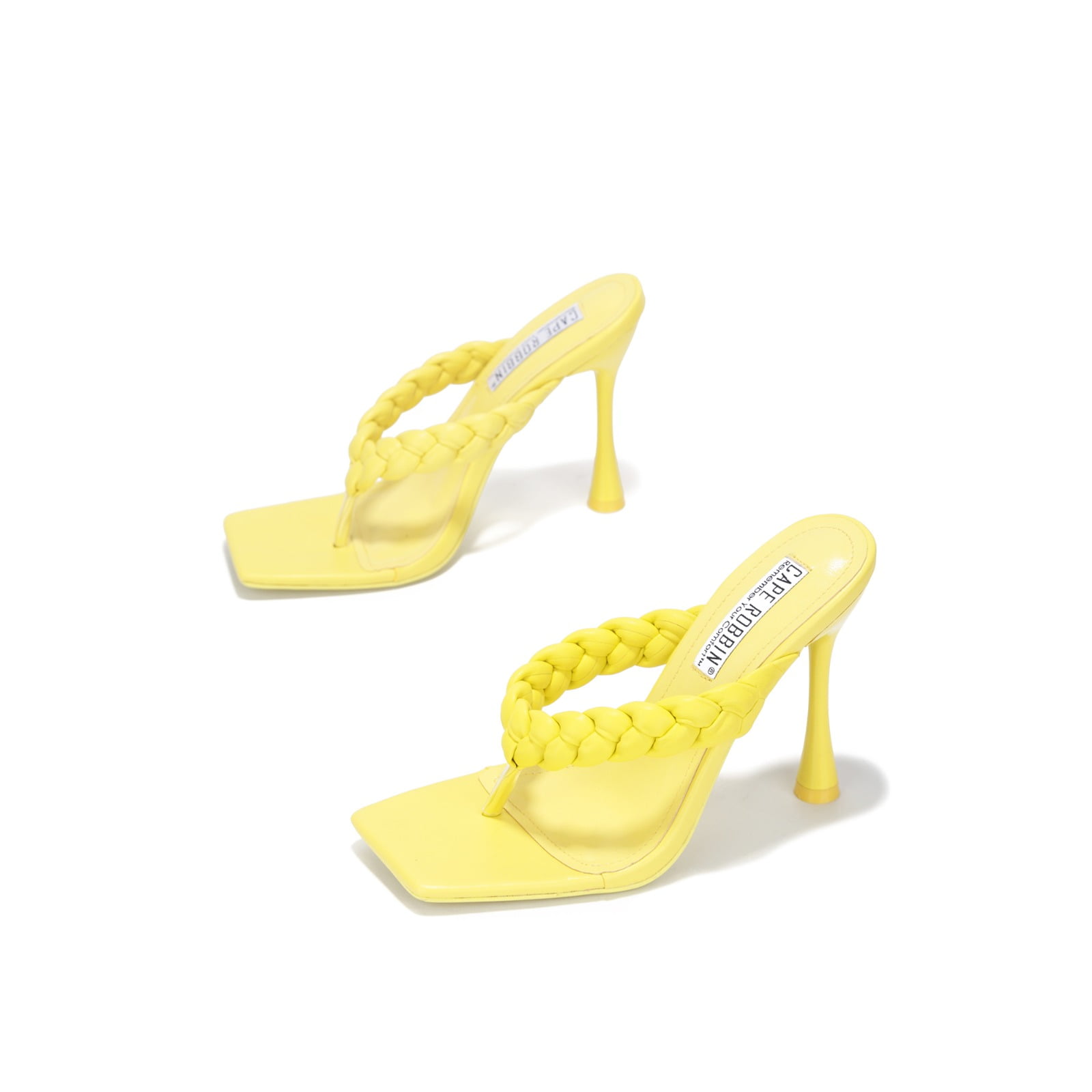 Cape Robbin TIBI Yellow Thong Flip Flop Mules Open Toe High Heel Pumps ...