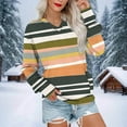 thumbnail image 2 of HAiming Sweatshirt for Women Striped Color Block V Neck Long Sleeve Casual Loose Pullover Tops with Pocket, 2 of 5