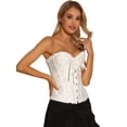 thumbnail image 1 of Corsé con Cordones para Mujer Corsé Victoriano sin Tirantes Bustier para Fiestas Halloween Carnaval  blanco XL, 1 of 5