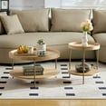 thumbnail image 2 of Round Coffee Table Set of 2, 2-Piece Modern Nesting Coffee Tables with Metal Legs, 2 Tier End Side Tables for Bedroom Office Balcony Yard, Easy Assembly, Natural, 2 of 7