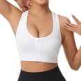 thumbnail image 5 of UOCUFY Front Zipper Sports Bras for Women Wirefree Post Surgery Bra Front Closure Racerback Compression Mastectomy Bras (White,M), 5 of 7