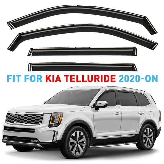 GrandWheel Co Smoke Tinted In-channel Side Window Vent Visor Deflectors Rain Guards Compatible with Telluride 2020-2025 - 4pcs. GW0913