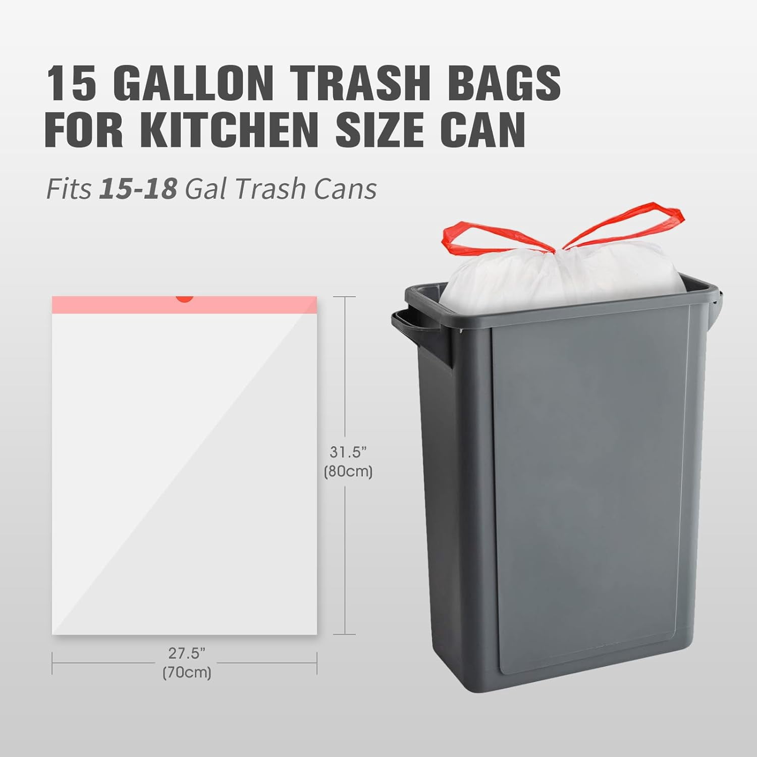 Drawstring Trash Bags - Ultra Large Trash Can Liners, Heavy Duty Strong White Plastic Garbage Bags for Home Kitchen Office Lawn Commercial