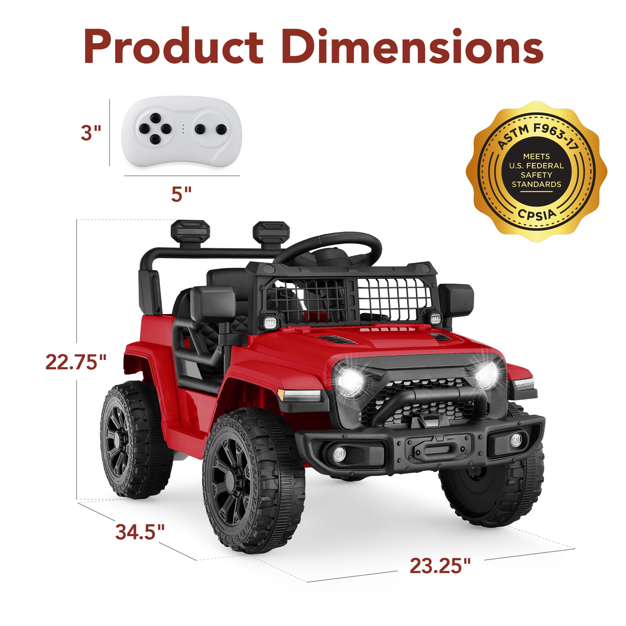 Best Choice Products 6V Kids Ride-On Truck Car w/ Parent Remote Control, 4-Wheel Suspension, LED Lights - Red