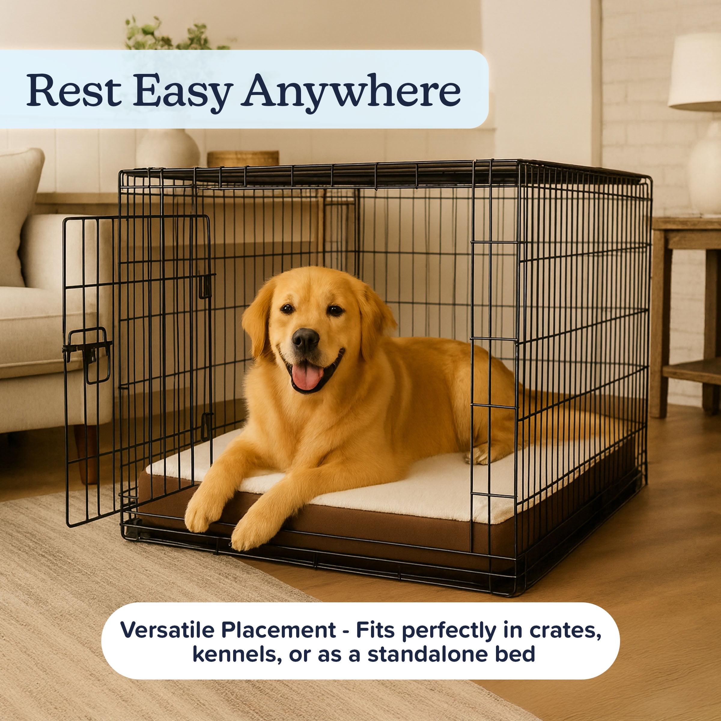 PETMAKER 36x27 Orthopedic Dog Bed with Memory Foam and Sherpa Cover, Brown
