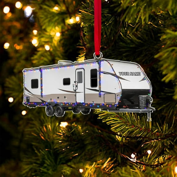 Personalized Travel Trailer Camper 2D Flat Acrylic Ornament 2025   Camping Van Xmas Decor   Camper Lovers Gift   Holiday Keepsake