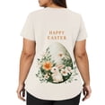 thumbnail image 4 of Women's Fashionable V-neck Short-sleeved Work Top With Double Side Slits And Pockets, Featuring Easter Bunny And Egg Prints. Beige C XL, 4 of 5