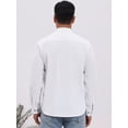thumbnail image 3 of DARING DIVA Men's Stand Collar Long Sleeves Button Down Linen Shirts M White, 3 of 7