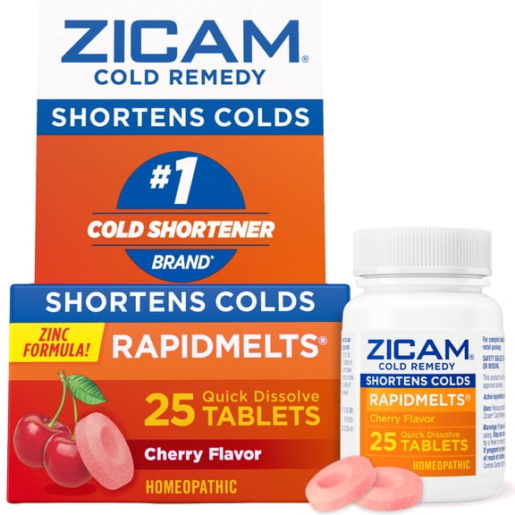 Zicam Cold Remedy RapidMelts, Homeopathic Cold Shortening, Cherry, 25 count