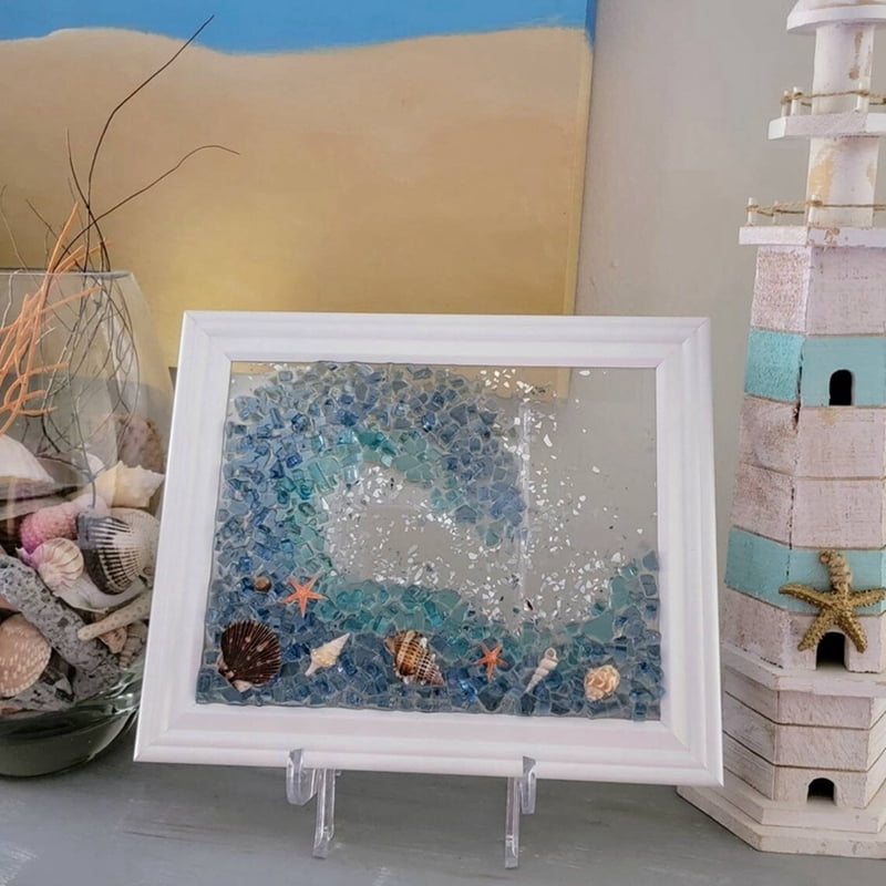 Ocean Theme Sea Glass Art Kit for Adults Photo Frame Easy Operation DIY Mosaic Arts and Craft Kits Handmade A
