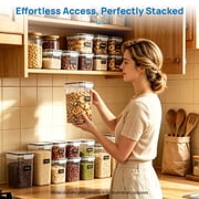 Airtight Food Storage Containers Set, Sindcom BPA-Free 7pcs Plastic Kitchen and Pantry Organization Canisters, Black