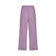 thumbnail image 3 of Womens Cargo Capris with Pockets New Fashion Womens Casual Color Elastic Loose Pants Straight Wide Leg Trousers with Pocket Purple L, 3 of 5