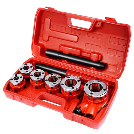 WYDK Ratchet Pipe Threading Kit with 6 Dies and Storage Case, Portable Manual Threader Set w/Handle Ratchet