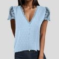 thumbnail image 5 of WILLBEST Spring Blouses for Women 2024 Petite Summer Tops for Women 2024 Dressy Casual Puff Short Sleeve T Shirts V Neck Business Western Blouse Office Clothes, 5 of 5