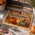 thumbnail image 5 of Ouuluon Soft Fall Pumpkin Maple Leaf Floor Mat, 16x24 inch Halloween Thanksgiving Decorative Rug for Bathroom Kitchen Porch Entryway, 5 of 7