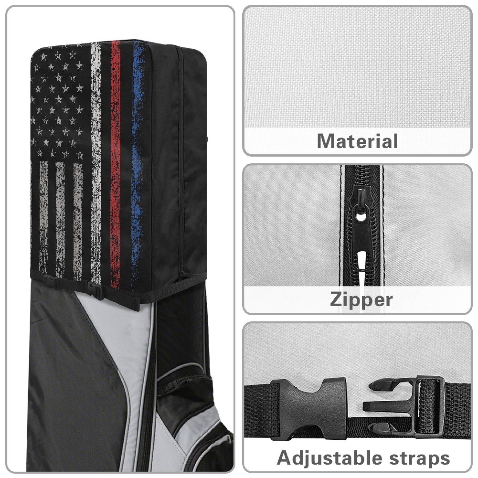 Yuyamidu American Flag Golf Bag Cover 4th of July Golf Bag Dust Cover Hood Waterproof Golf Caddy Bag Cover Decorations Golf Gifts for Men Women
