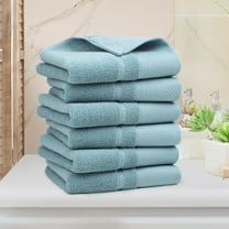PiccoCasa 6 Pack 100% Cotton Hand Towel Set 14"x30",Soft and Absorbent Towels Saxe Blue