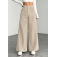 thumbnail image 3 of PRETTYGARDEN Women's High Waisted Corduroy Pants Casual Textured Ribbed,Button Zip Closure,Front Pockets,Wide Leg Trousers,Y5k Vintage Palazzo Slacks,Everyday Wear for Work Travel, 3 of 8
